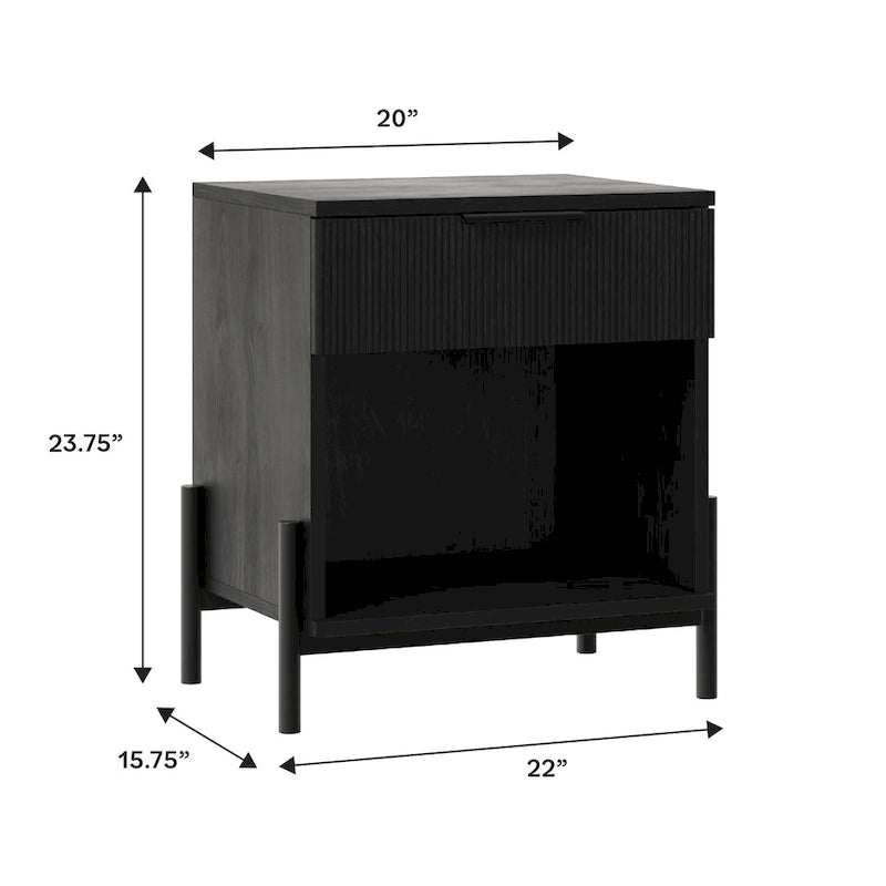 Modern Fluted-Drawer Nightstand