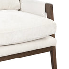 White 35.4 Velvet Arm Chair with Rubber Wood Frame