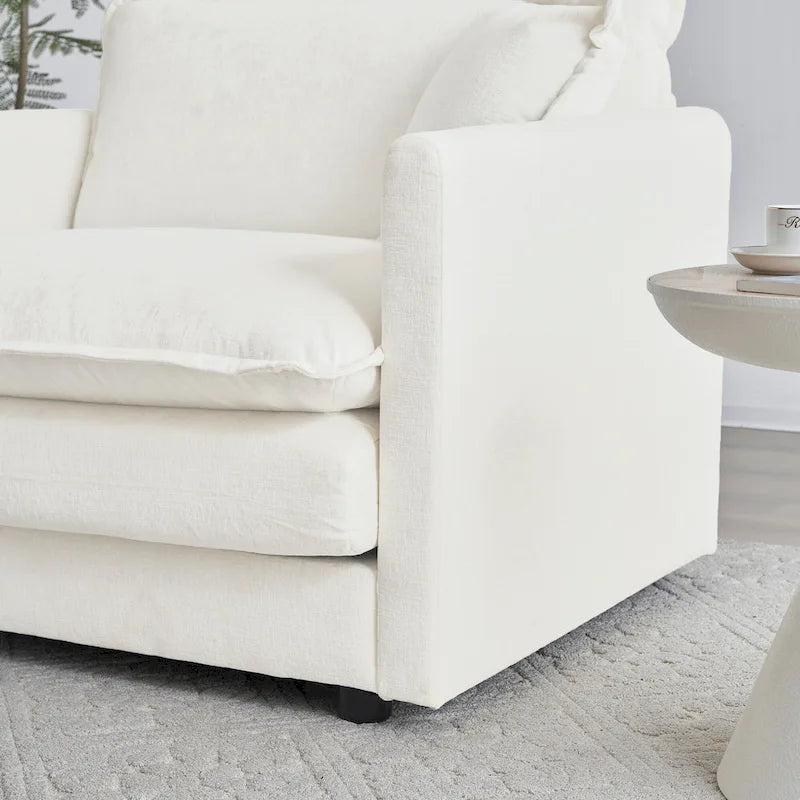 6-Seater U-Shape Sectional Sofa with 3 Ottomans and Pillows