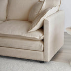 6-Seater U-Shape Sectional Sofa with 3 Ottomans and Pillows