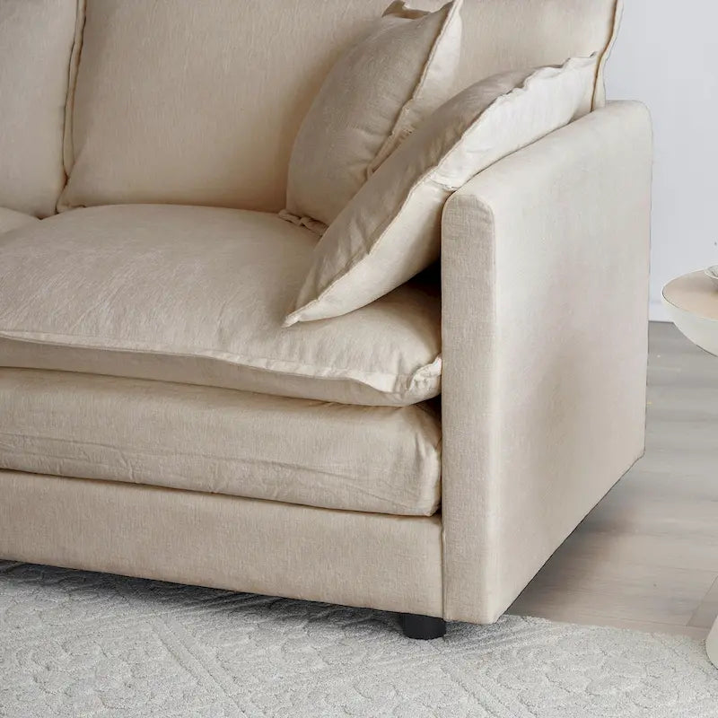 6-Seater U-Shape Sectional Sofa with 3 Ottomans and Pillows