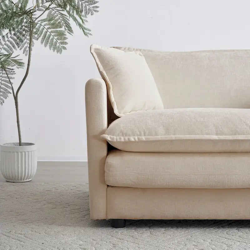 6-Seater U-Shape Sectional Sofa with 3 Ottomans and Pillows