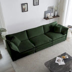 6-Seater U-Shape Sectional Sofa with 3 Ottomans and Pillows