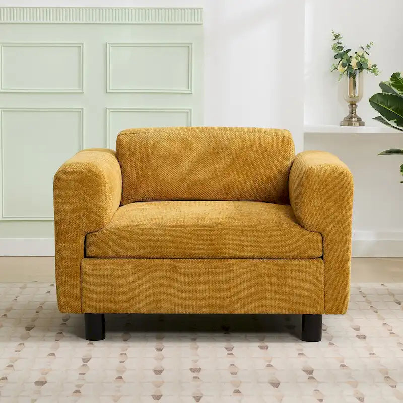45.5 Woven Velvet Fabric Accent Chair with High-Density Cushion
