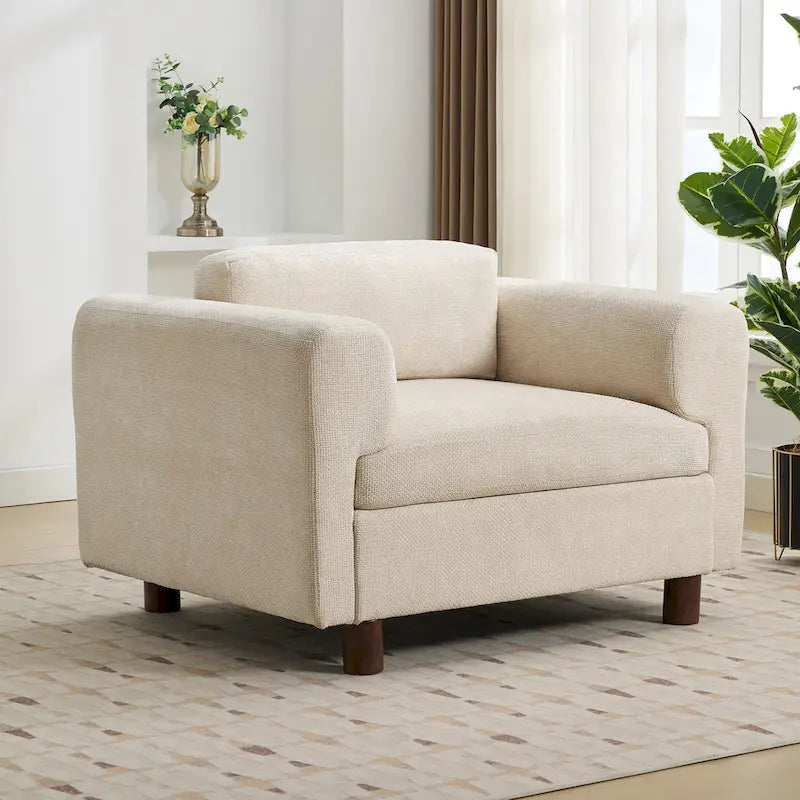 45.5 Woven Velvet Fabric Accent Chair with High-Density Cushion
