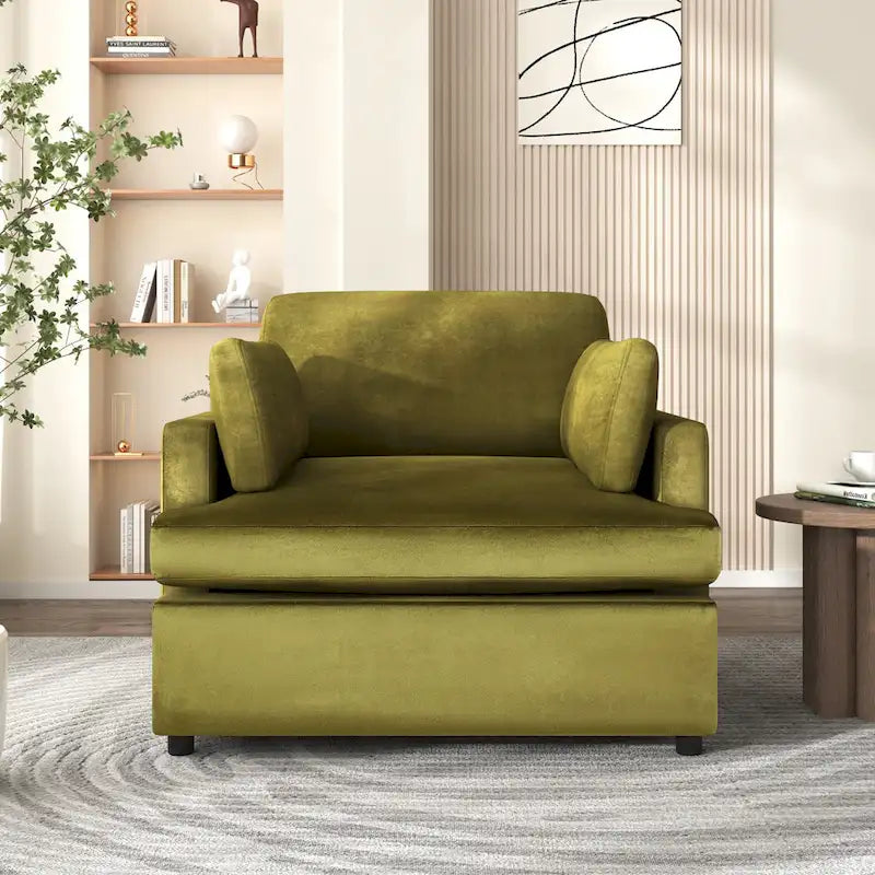 37 Accent Chair with Plastic Legs and Decorative Pillows
