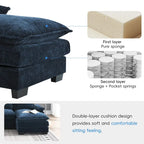 Blue Chenille 6-Seat Modular U-Shaped Sleeper Sectional Sofa with Chaise