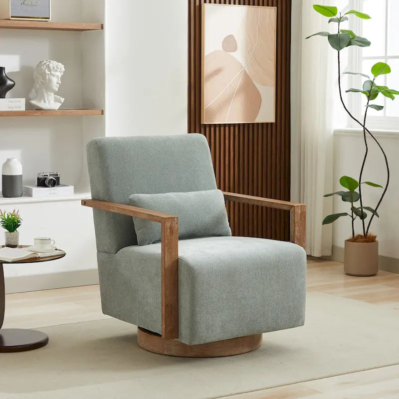 30.31 Linen Blend Upholstered 360 Swivel Accent Chair