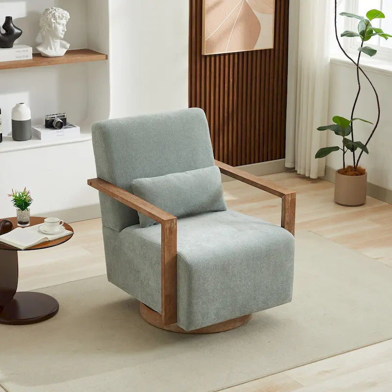 30.31 Linen Blend Upholstered 360 Swivel Accent Chair