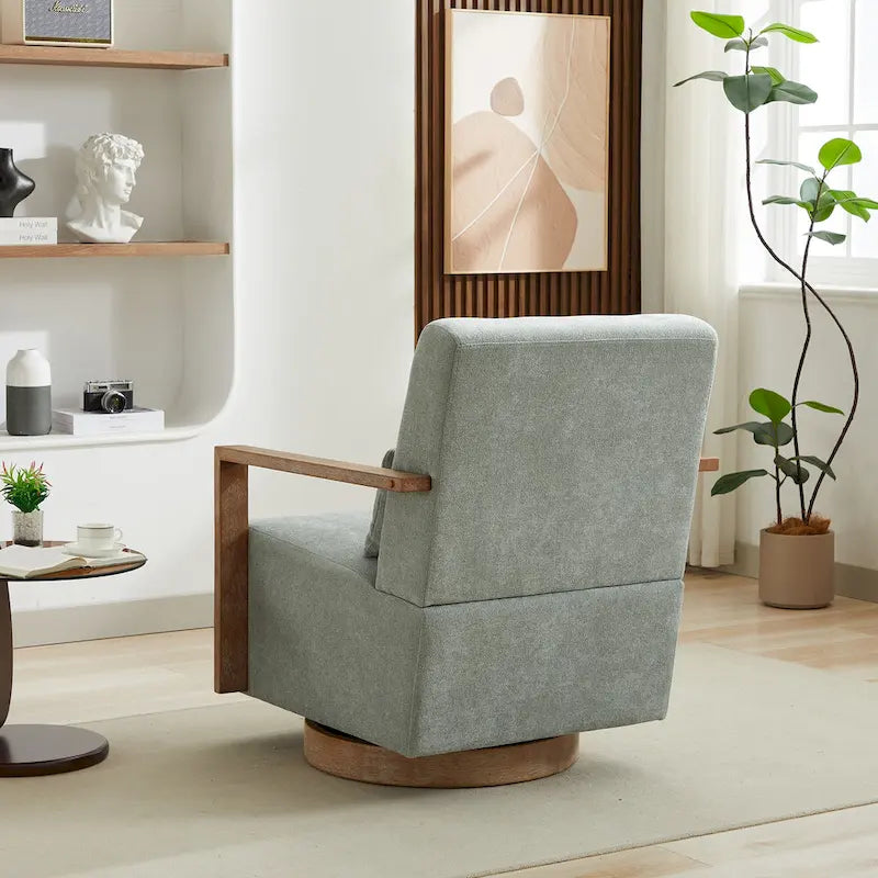 30.31 Linen Blend Upholstered 360 Swivel Accent Chair