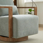 30.31 Linen Blend Upholstered 360 Swivel Accent Chair