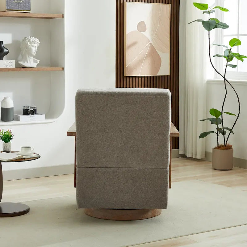 30.31 Linen Blend Upholstered 360 Swivel Accent Chair