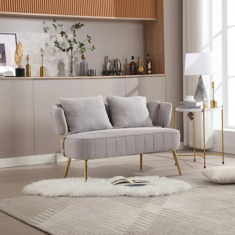 Modern Upholstered Armsofa Tufted Sofa with Metal Frame