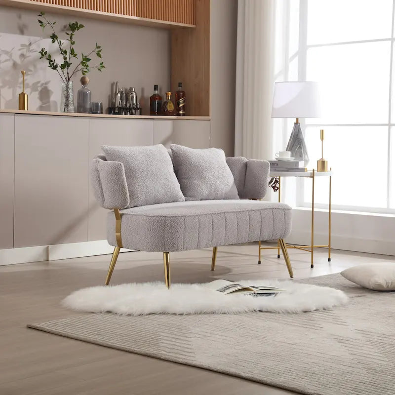Modern Upholstered Armsofa Tufted Sofa with Metal Frame