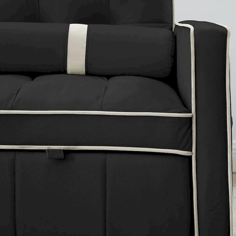 Velvet Multi-Functional Pull-Out Sofa Bed Adjustable Reclining Backrest With Pillows - N/A