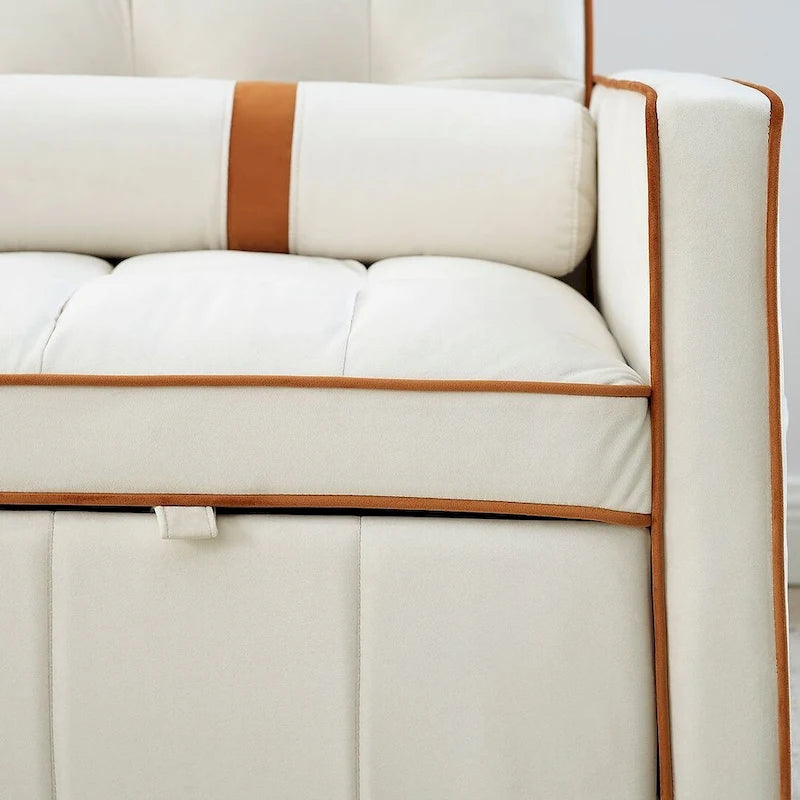 Velvet Multi-Functional Pull-Out Sofa Bed Adjustable Reclining Backrest With Pillows - N/A