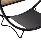 Rustic Demilune Shape Textured Metal Distressed Wood Console Table
