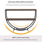 Rustic Demilune Shape Textured Metal Distressed Wood Console Table