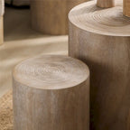 Set of 3 Rustic Wooden Coffee Tables with Distinctive Tree Ring Patterns - Perfect for Living Room
