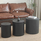 Set of 3 Rustic Wooden Coffee Tables with Distinctive Tree Ring Patterns - Perfect for Living Room