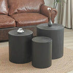 Set of 3 Rustic Wooden Coffee Tables with Distinctive Tree Ring Patterns - Perfect for Living Room
