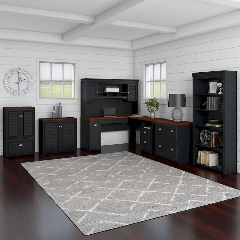 Fairview 60W L Shaped Desk with Drawers and Storage by Bush Furniture