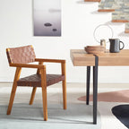 Gerda Woven Leather Dining Room Chair - 22.1 W x 20.9 L x 31.9 H - 22Wx21Dx32H