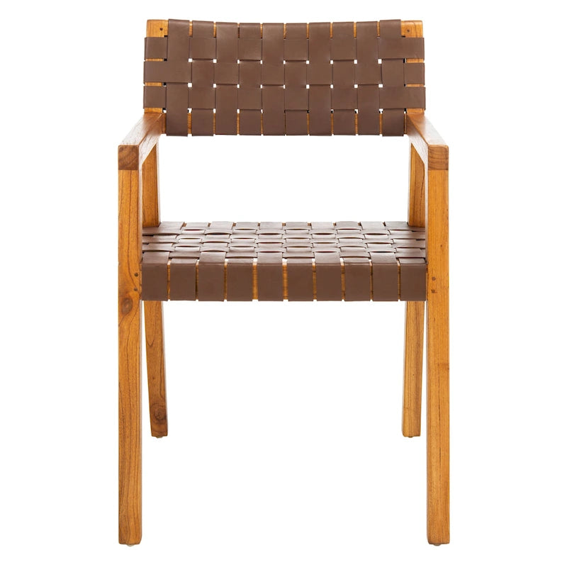Gerda Woven Leather Dining Room Chair - 22.1 W x 20.9 L x 31.9 H - 22Wx21Dx32H