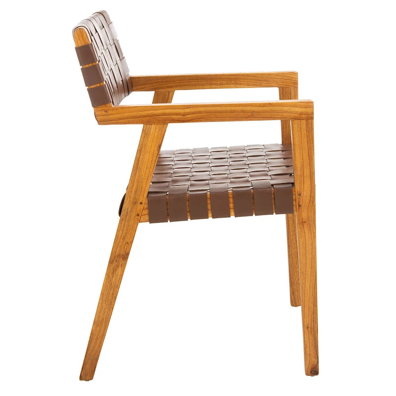 Gerda Woven Leather Dining Room Chair - 22.1 W x 20.9 L x 31.9 H - 22Wx21Dx32H