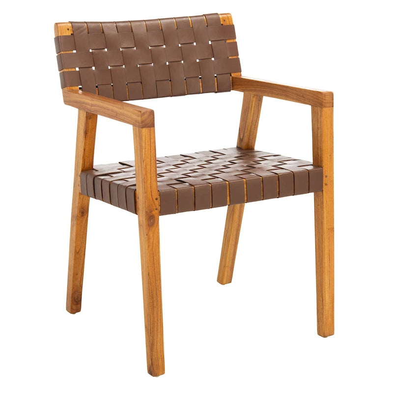 Gerda Woven Leather Dining Room Chair - 22.1 W x 20.9 L x 31.9 H - 22Wx21Dx32H