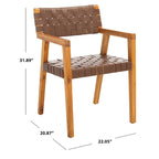 Gerda Woven Leather Dining Room Chair - 22.1 W x 20.9 L x 31.9 H - 22Wx21Dx32H