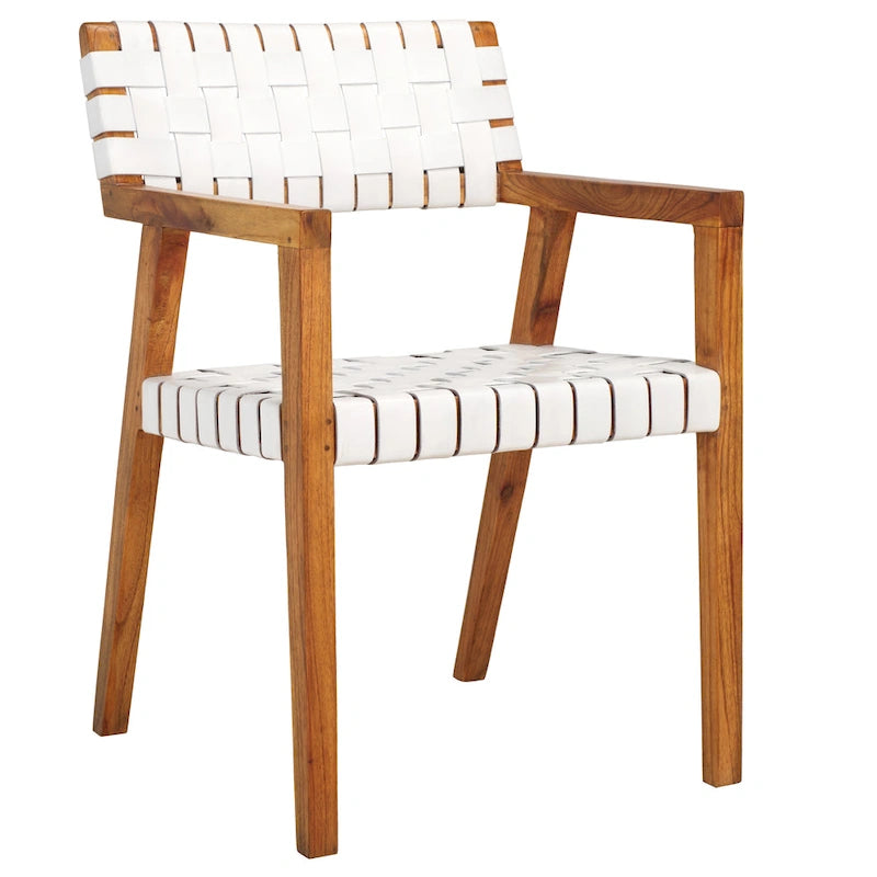 Gerda Woven Leather Dining Room Chair - 22.1 W x 20.9 L x 31.9 H - 22Wx21Dx32H