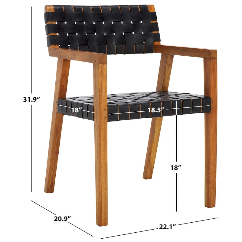 Gerda Woven Leather Dining Room Chair - 22.1 W x 20.9 L x 31.9 H - 22Wx21Dx32H