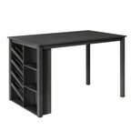 Counter Height 5-Piece Dining Set with Wine Rack, 4 Upholstered Chairs