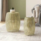 Round Metal Hollow 2 PCS Side Table Set - 16.5 L x 16.5 W x 20.75 H