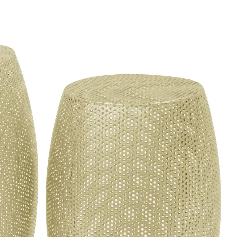 Round Metal Hollow 2 PCS Side Table Set - 16.5 L x 16.5 W x 20.75 H