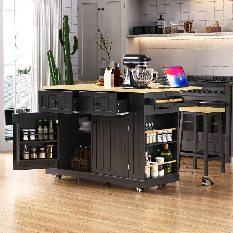 Frost 53inch Large Kitchen Island with Drop Leaf