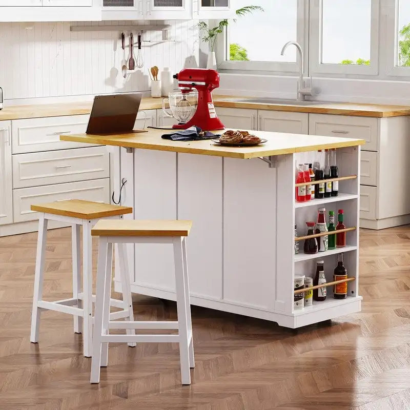 Frost 53inch Large Kitchen Island with Drop Leaf