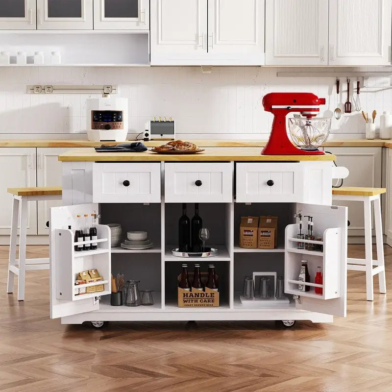 Frost 53inch Large Kitchen Island with Drop Leaf