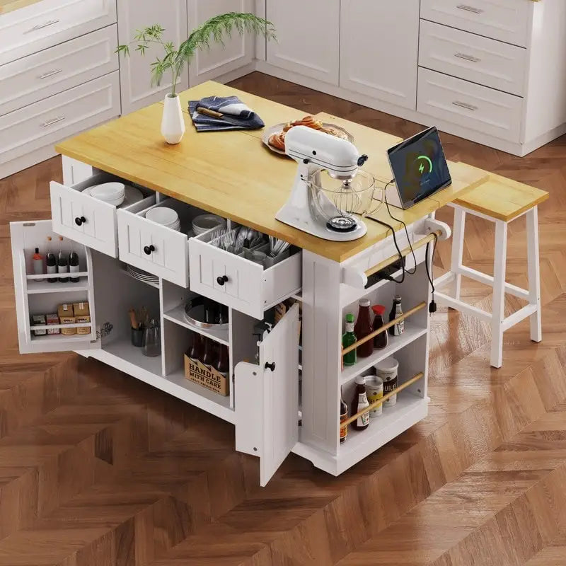 Frost 53inch Large Kitchen Island with Drop Leaf