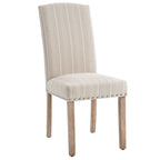 Set of 2 Gray Fabric Dining Chairs with Nailhead Trim