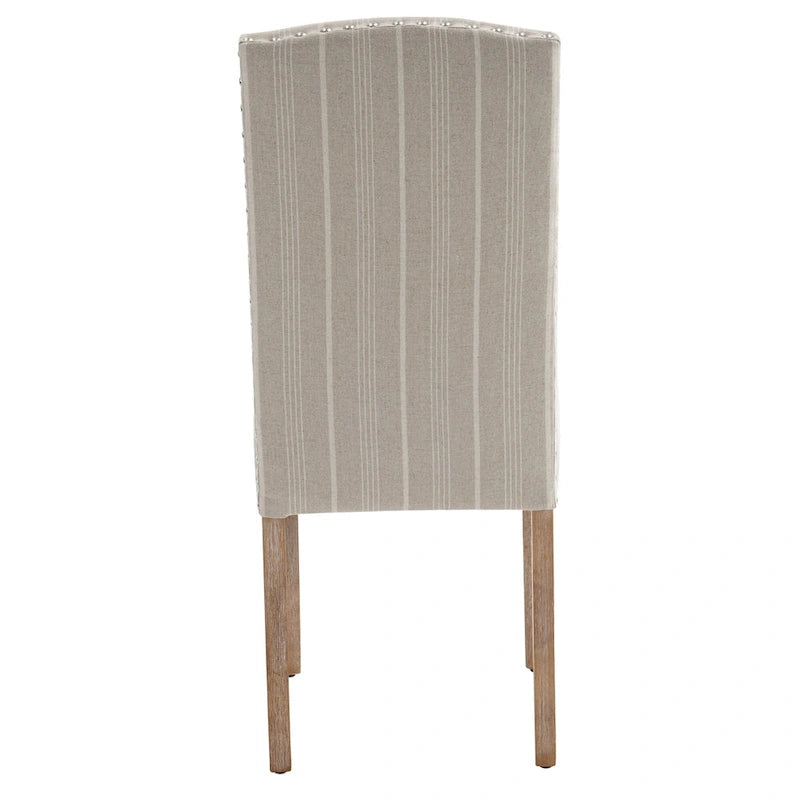 Set of 2 Gray Fabric Dining Chairs with Nailhead Trim