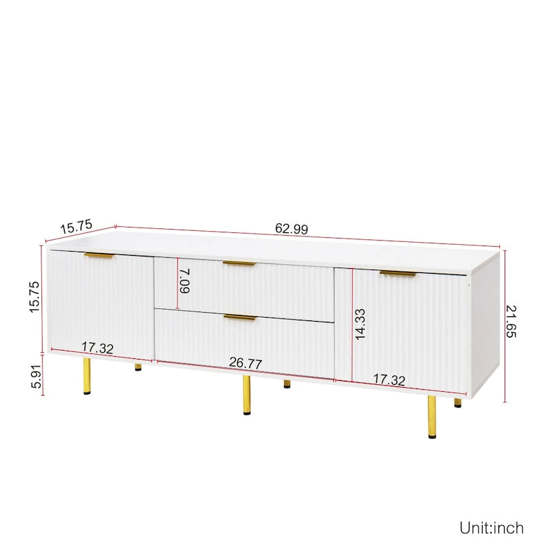 Modern warm white TV cabinet , for Living Room Bedroom