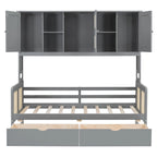 Twin Daybed with Storage Drawers, Cabinet, and Shelf, Sturdy Wood Construction