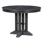 Rustic Farmhouse Dining Table and Chair Sets Extendable Round Table and Chair Sets with Adjustable Table Top for Dining Room