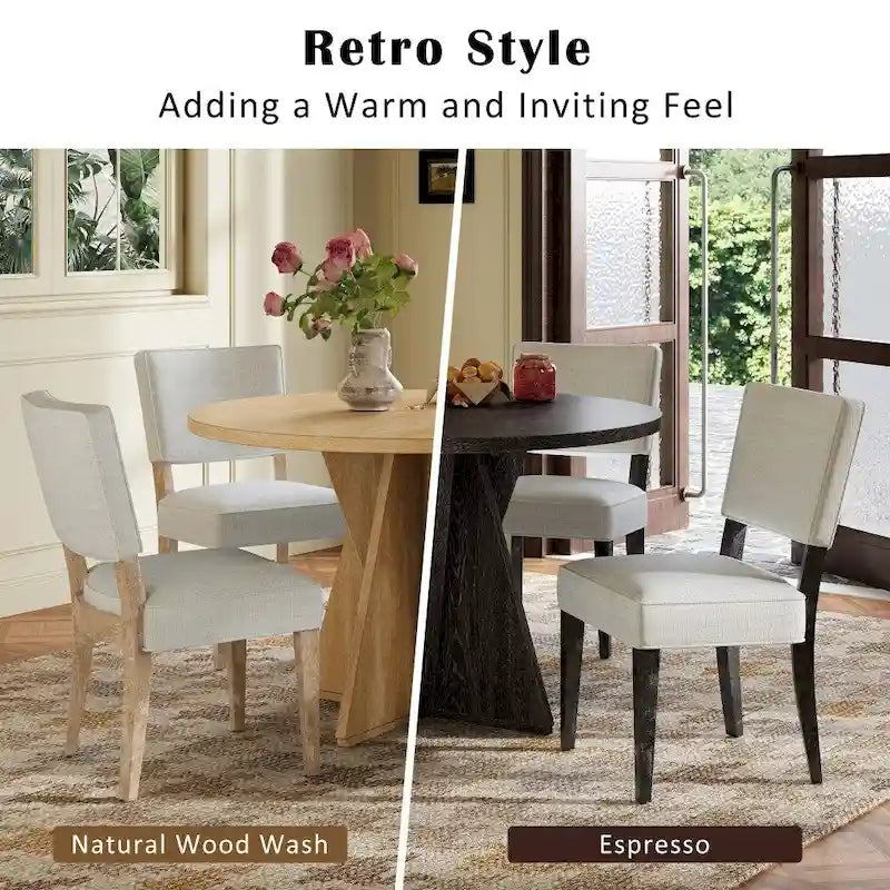 5-piece Outdoor Wooden Round Dining Set with 4 Upholstered Chairs