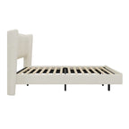 Queen Velvet Floating Platform Bed with LED Lights & 6 Storage