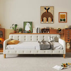 Upholstered Daybed w4 Support Legs, Button Tufting Loveseat Sofa Bed