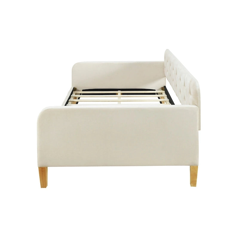 Upholstered Daybed w4 Support Legs, Button Tufting Loveseat Sofa Bed