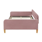 Upholstered Daybed w4 Support Legs, Button Tufting Loveseat Sofa Bed